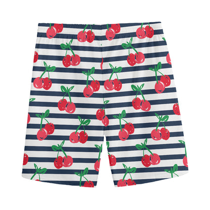 Cherry Striped Pattern Print Men's Sports Shorts