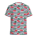 Cherry Striped Pattern Print Men's Athletic T-Shirt
