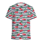 Cherry Striped Pattern Print Men's Sports T-Shirt
