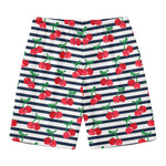 Cherry Striped Pattern Print Men's Swim Trunks