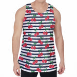 Cherry Striped Pattern Print Men's Velvet Tank Top