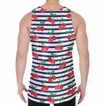 Cherry Striped Pattern Print Men's Velvet Tank Top