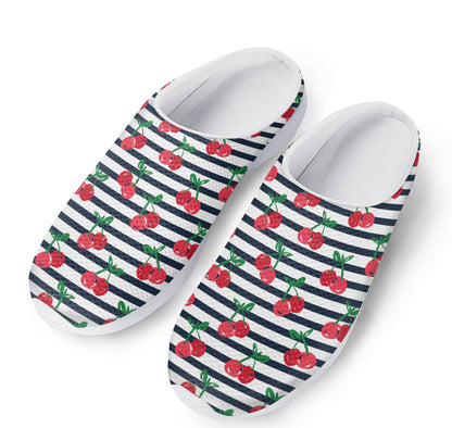 Cherry Striped Pattern Print Mesh Casual Shoes
