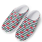 Cherry Striped Pattern Print Mesh Casual Shoes