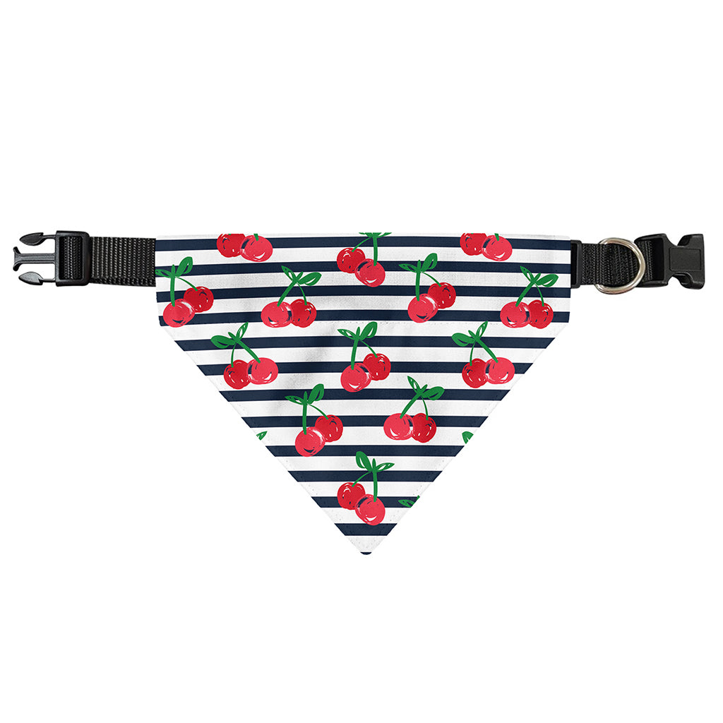 Cherry Striped Pattern Print Over The Collar Dog Bandana
