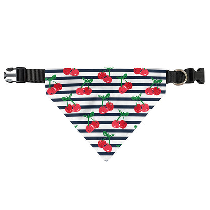 Cherry Striped Pattern Print Over The Collar Dog Bandana