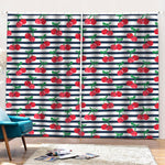 Cherry Striped Pattern Print Pencil Pleat Curtains