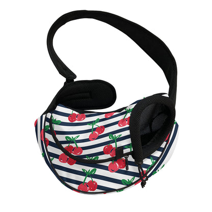 Cherry Striped Pattern Print Pet Sling Carrier