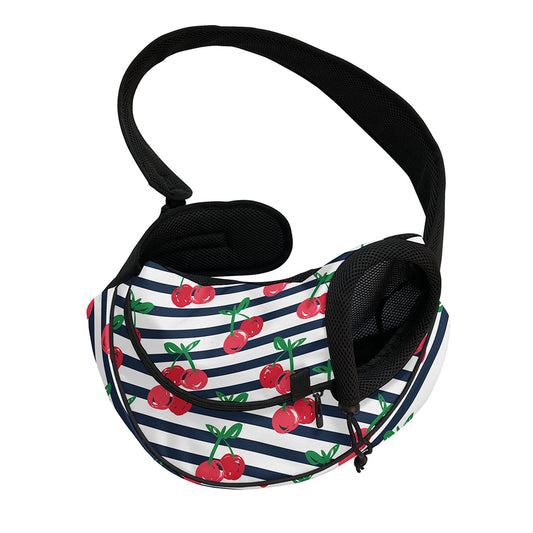 Cherry Striped Pattern Print Pet Sling Carrier