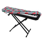 Cherry Striped Pattern Print Piano Keyboard Cover