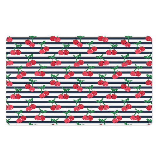 Cherry Striped Pattern Print Polyester Doormat