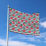 Cherry Striped Pattern Print Polyester Flag