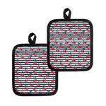 Cherry Striped Pattern Print Pot Holders