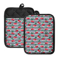 Cherry Striped Pattern Print Pot Holders With Pocket