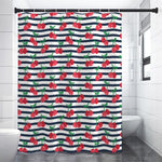 Cherry Striped Pattern Print Premium Shower Curtain