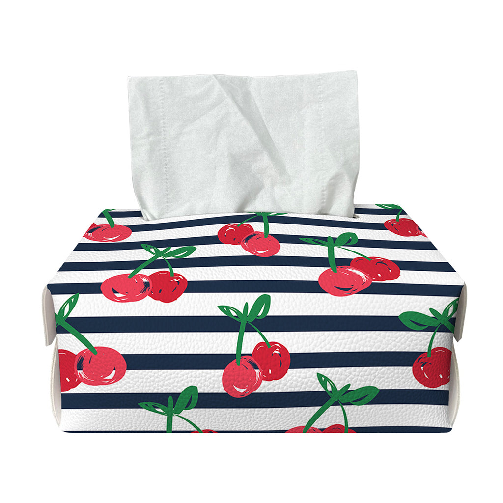 Cherry Striped Pattern Print Rectangle Tissue Box Cover