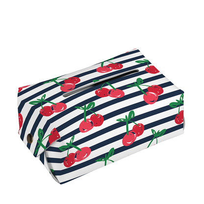 Cherry Striped Pattern Print Rectangle Tissue Box Cover