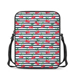 Cherry Striped Pattern Print Rectangular Crossbody Bag