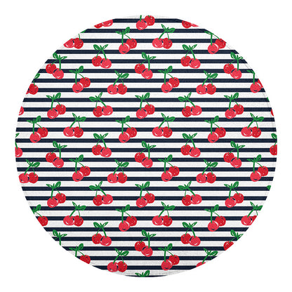 Cherry Striped Pattern Print Round Blanket