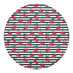 Cherry Striped Pattern Print Round Blanket