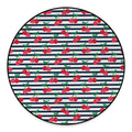 Cherry Striped Pattern Print Round Floor Mat