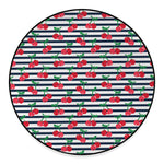 Cherry Striped Pattern Print Round Floor Mat