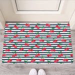Cherry Striped Pattern Print Rubber Doormat