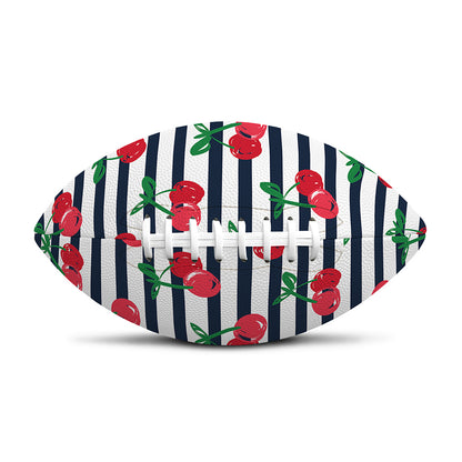 Cherry Striped Pattern Print Rugby Ball