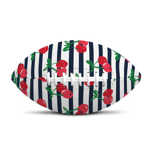 Cherry Striped Pattern Print Rugby Ball