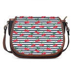 Cherry Striped Pattern Print Saddle Bag