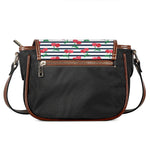 Cherry Striped Pattern Print Saddle Bag
