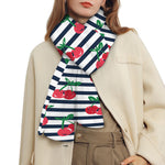 Cherry Striped Pattern Print Scarf