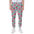 Cherry Striped Pattern Print Joggers