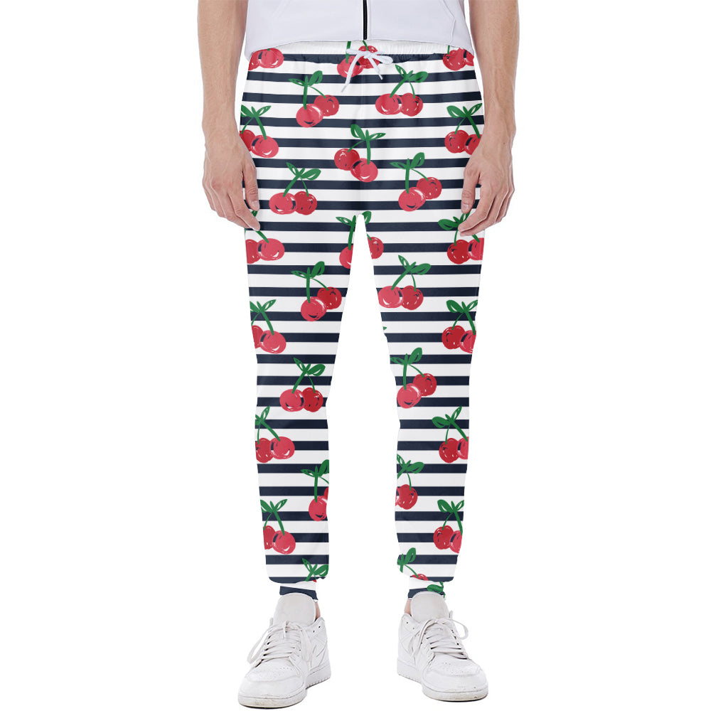 Cherry Striped Pattern Print Scuba Joggers