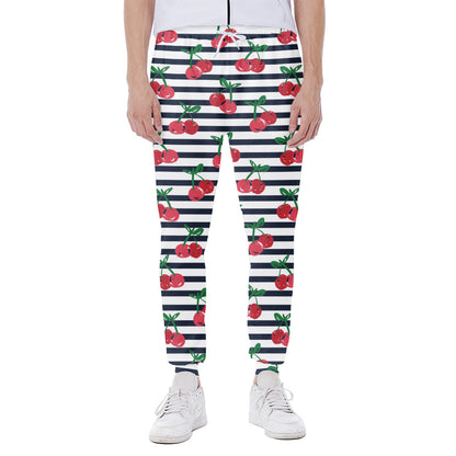 Cherry Striped Pattern Print Scuba Joggers