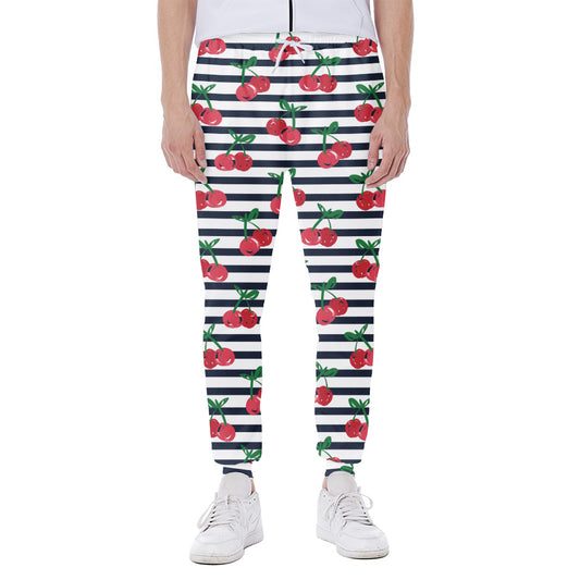 Cherry Striped Pattern Print Scuba Joggers
