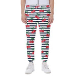 Cherry Striped Pattern Print Scuba Joggers