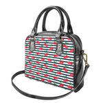 Cherry Striped Pattern Print Shoulder Handbag