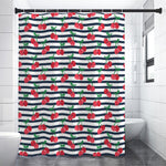 Cherry Striped Pattern Print Shower Curtain