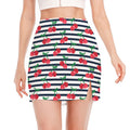 Cherry Striped Pattern Print Side Slit Mini Skirt