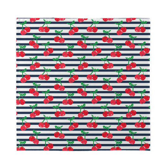 Cherry Striped Pattern Print Silk Bandana
