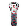 Cherry Striped Pattern Print Single Neoprene Wine Tote
