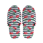 Cherry Striped Pattern Print Slippers