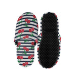 Cherry Striped Pattern Print Slippers