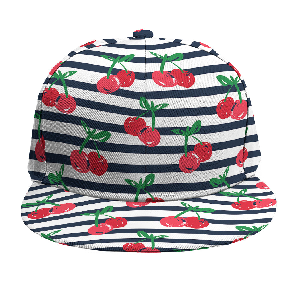 Cherry Striped Pattern Print Snapback Cap