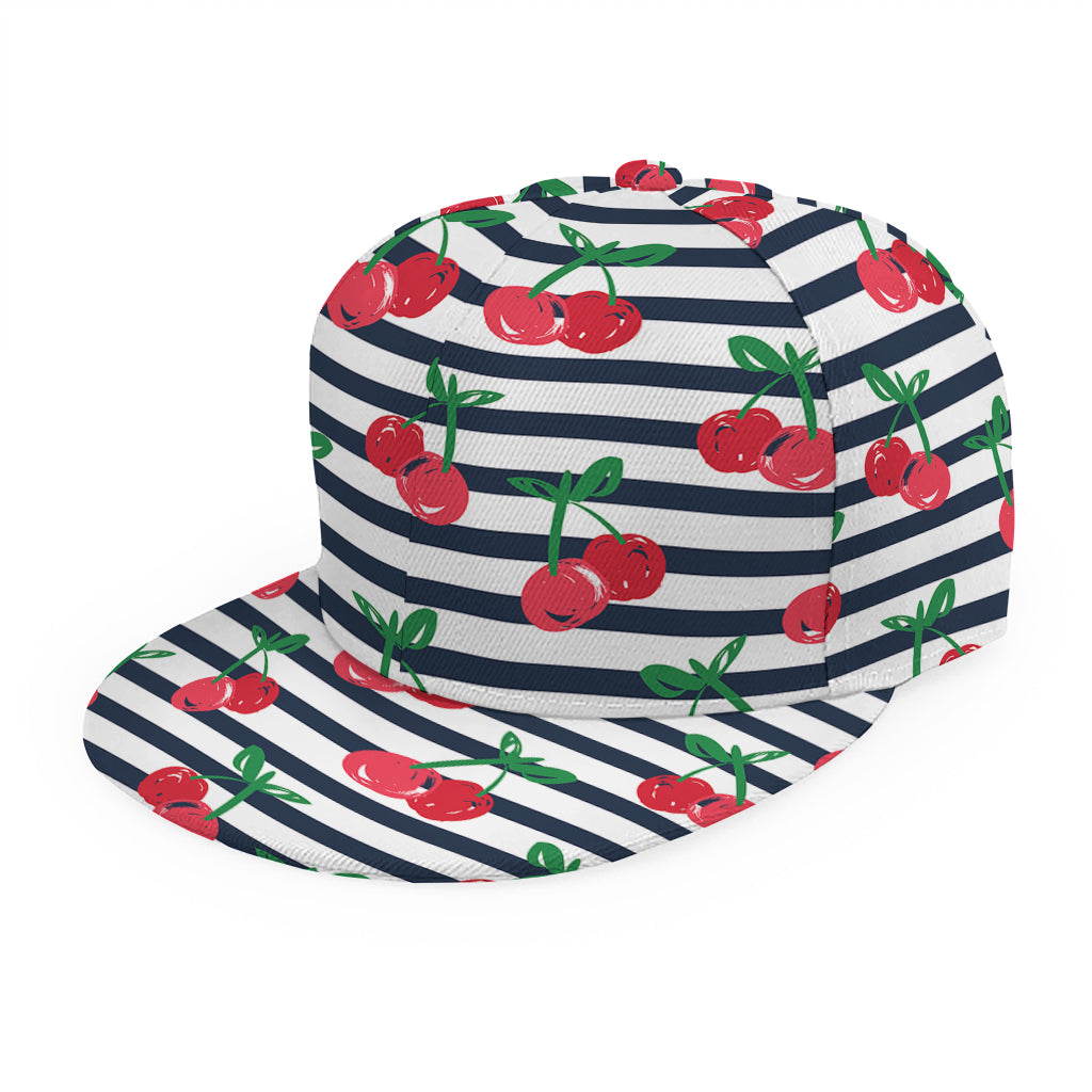 Cherry Striped Pattern Print Snapback Cap