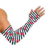 Cherry Striped Pattern Print Sun Protection Arm Sleeves
