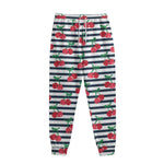 Cherry Striped Pattern Print Sweatpants