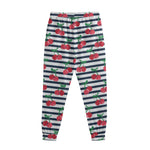 Cherry Striped Pattern Print Sweatpants