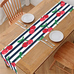 Cherry Striped Pattern Print Table Runner